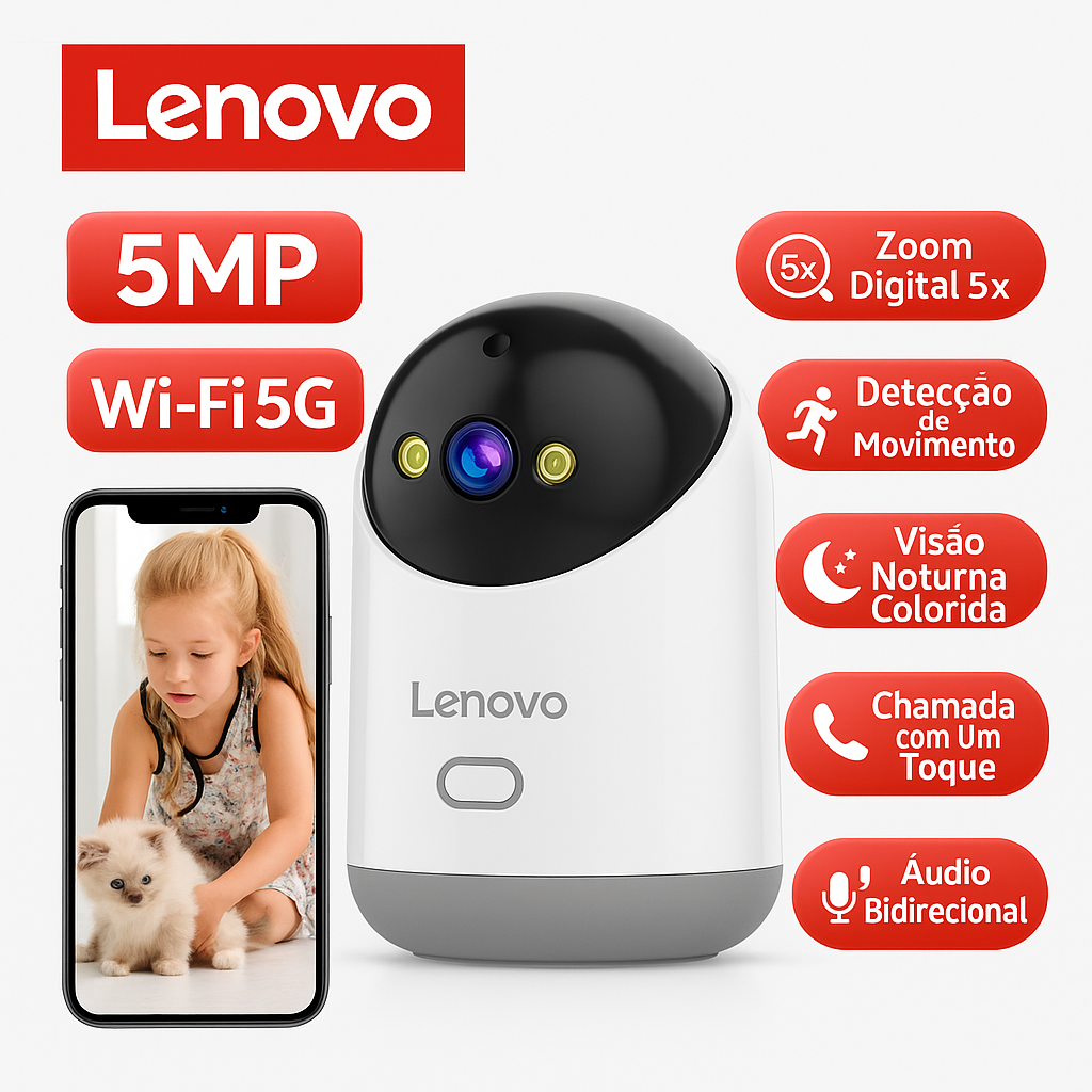Câmera de Segurança 360° para Pets - Lenovo®